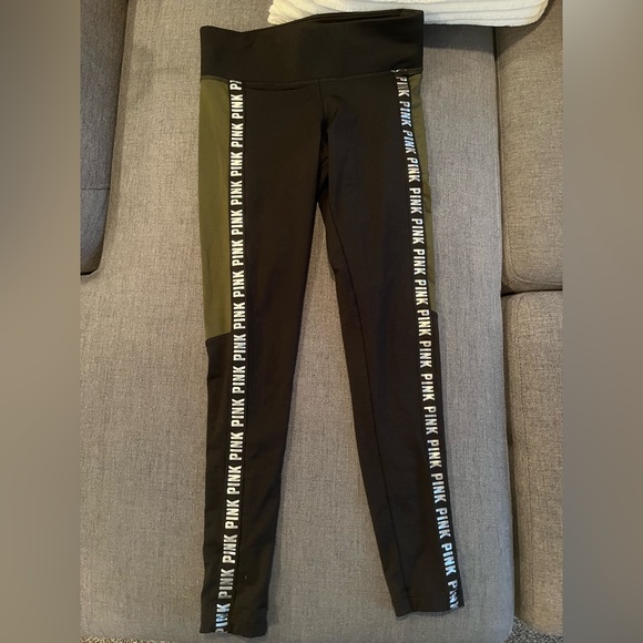 PINK by Victoria’s Secret 💚 COZY Size S leggings w logo & dark green accent - Picture 4 of 4